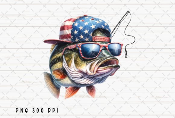 Bass Fish USA Flag Fishing 4th July PNG: A Design Deep Dive