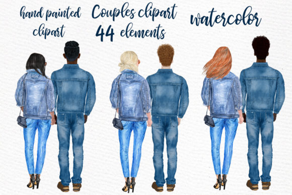 Couples Clipart Girlfriend Boyfriend: Watercolor Art for Modern Designs