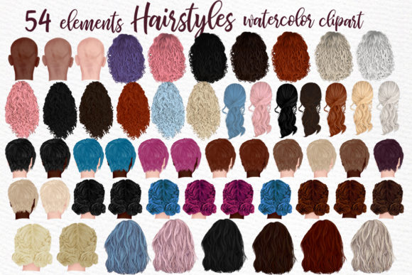 Elevate Your Projects with Hand-Painted Girls Hairstyles Clipart