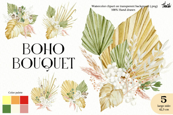 Elevate Your Projects with Watercolor Boho Bouquet Floral
