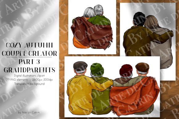 Embrace Autumn's Charm: Cozy Autumn Couple Creator, Grandparents Clipart