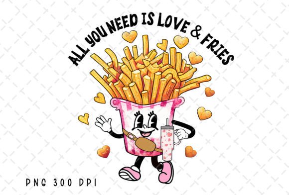 French Fries Heart Valentines Day PNG: A Fun & Quirky Design Asset