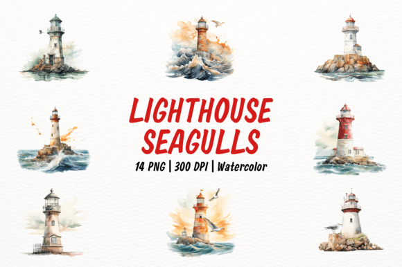 Lighthouse and Seagulls Clipart: Coastal Charm for Your Projects