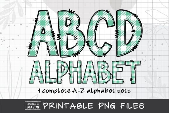 Mint Buffalo Plaid Doodle Letters: A Cozy, Creative Asset for Your Projects
