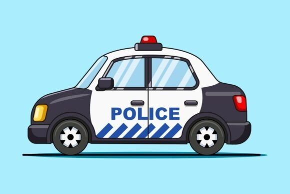 Modernizing Safety: The Cartoon Police Car Vector Illustration