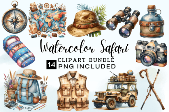 Safari Equipment Watercolor Clipart: Elevating Your Creative Projects
