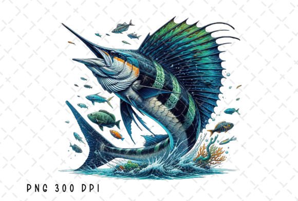 Sailfish Sea Fishing Saltwater Fish PNG: A Dynamic Design Asset