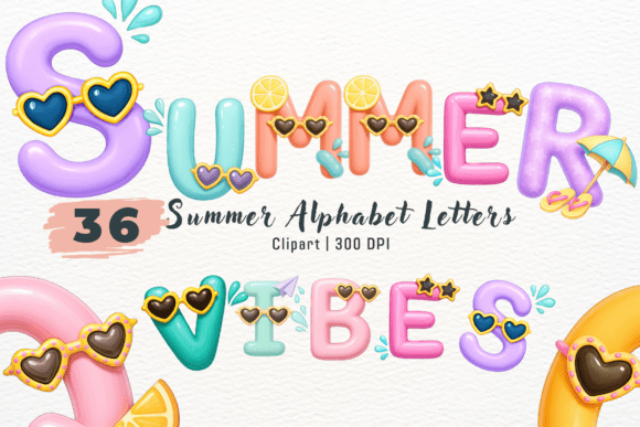 Summer Alphabet Letters: PNG Clipart for Vibrant Designs