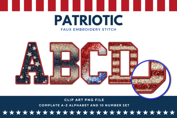 The Varsity Patriotic Faux Embroidery Stitch Look