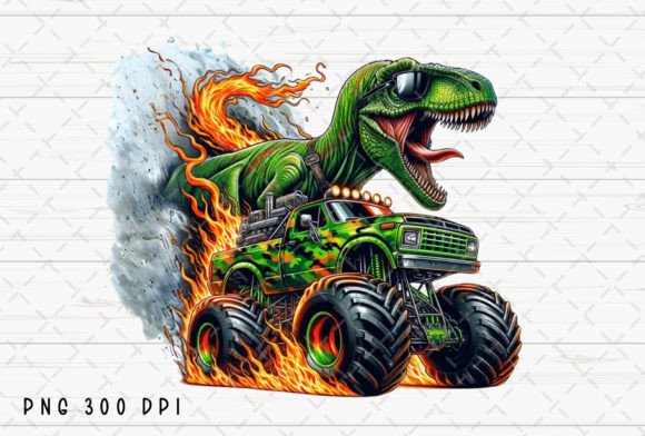 Unleash Creative Power with the Dinosaur Dino Camo Monster Truck PNG