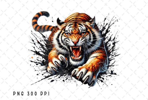 Unleash Raw Power: The Aggressive Angry Tiger Claw Sublimation Design