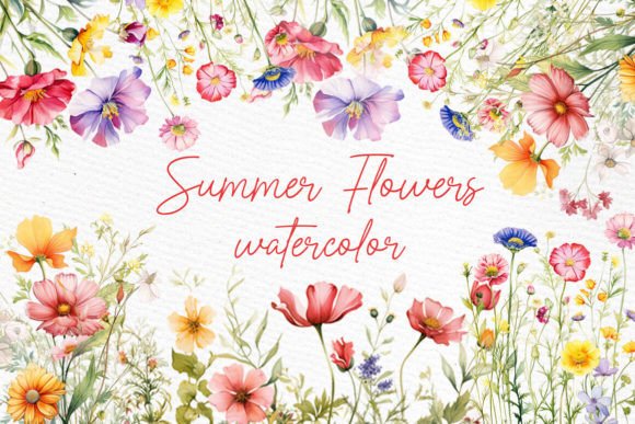 Watercolor Summer Flowers Clipart Meadow: Your Next Design Asset