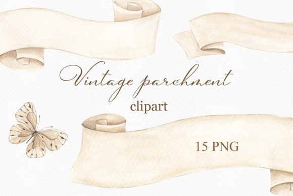 Watercolor Vintage Parchment Clipart for Timeless Designs